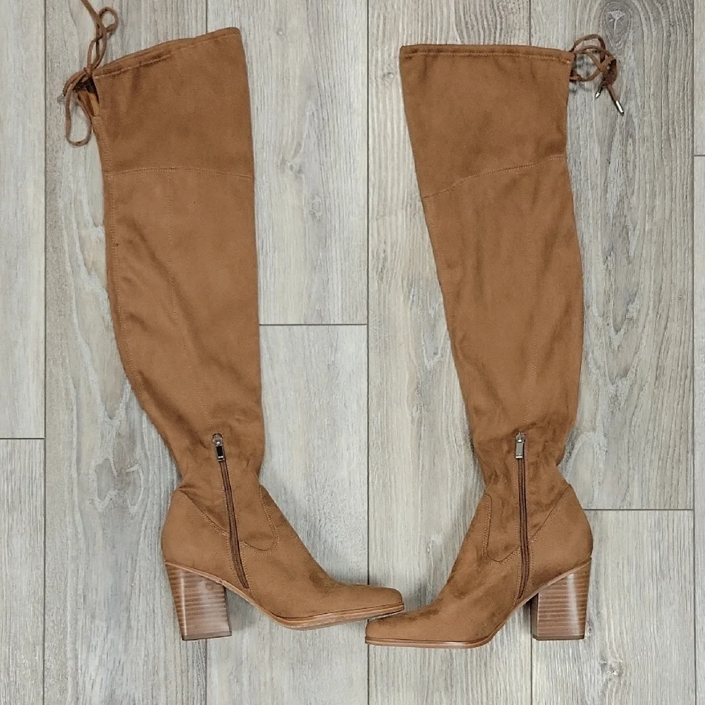 Marc Fisher Brown Over-the-Knee Boots with Block Heel